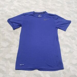 Nike Shirt Mens Small Blue Dri-Fit Short Sleeve Fitness Activewear Gym Outdoors